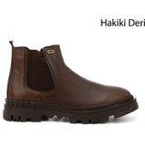 GÖNDERİ(R) Erkek Kahverengi Fermuarlı Hakiki Deri Chelsea Bot