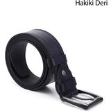 Gönderi(r) Erkek Lacivert Hakiki Deri 4 Cm Dikişli Kot Kemeri - 130 cm