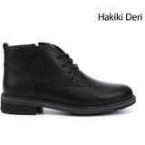 GÖNDERİ(R) Erkek Siyah Bağcıklı Kauçuk Taban Hakiki Deri Klasik Bot