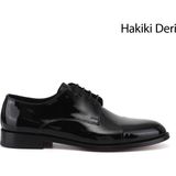 Gönderi(r) Erkek Siyah - Rugan Bağcıklı Kösele Taban Hakiki Deri Klasik Ayakkabı - Siyah Rugan