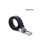 GÖNDERİ(R) Erkek Siyaha Lacivert Hakiki Deri 3,5 Cm Çift Taraflı Klasik Kemer