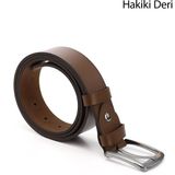 Gönderi(r) Erkek Taba Antik Hakiki Deri 4 Cm Kot Kemeri - 130 cm