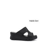 GÖNDERİR Gönderi Kadın Dolgu Topuklu Hakiki Deri Terlik, 38, DYZA72745524, Siyah