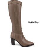 Gönderi(r) Gönderi Kadın Vizon Antik Hakiki Deri Sivri Burun Kalın Topuklu Çizme 8 cm Topuk Boyu