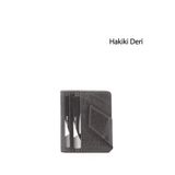GÖNDERİ(R) Gri Crazy Hakiki Deri Unisex Kartlık