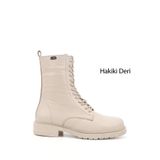 GÖNDERİ(R) Kadın Bej Fermuarlı Hakiki Deri Postal Bot
