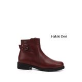 GÖNDERİ(R) Kadın Bordo Antik Fermuarlı Kauçuk Taban Hakiki Deri Bot