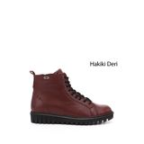 GÖNDERİ(R) Kadın Bordo Antik Fermuarlı Kauçuk Taban Hakiki Deri Postal Bot
