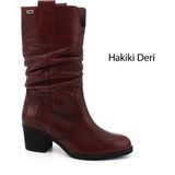 Gönderi(r) Kadın Bordo Antik Kalın Topuklu Körüklü Hakiki Deri Çizme - Antik Bordo