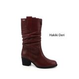GÖNDERİ(R) Kadın Bordo Antik Kalın Topuklu Körüklü Hakiki Deri Çizme