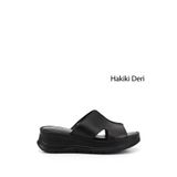 GÖNDERİR Kadın Dolgu Taban Hakiki Deri Terlik, 39, DYZA65145871, Siyah