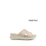 GÖNDERİR Kadın Dolgu Taban Hakiki Deri Terlik, 41, DYZA65145871, Bej