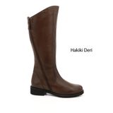 GÖNDERİ(R) Kadın Kahve Antik Çift Fermuarlı Kauçuk Taban Hakiki Deri Çizme