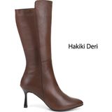 Gönderi(r) Kadın Kahve Antik Fermuarlı Sivri Burun Hakiki Deri Çizme