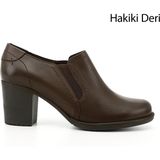 Gönderi(r) Kadın Kahve Antik Orta Kalın Topuklu Hakiki Deri Ayakkabı - Kahverengi