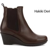 Gönderi(r) Kadın Kahve Fermuarlı Dolgu Topuklu Hakiki Deri Chelsea Bot - Kahve Antik