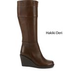 Gönderi(r) Kadın Kahve Fermuarlı Dolgu Topuklu Hakiki Deri Çizme - Kahve Antik