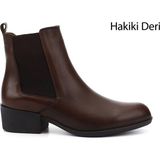 Gönderi(r) Kadın Kahve Fermuarlı Kalın Topuklu Hakiki Deri Chelsea Bot - Kahve Antik