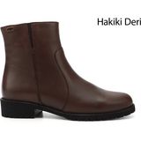 Gönderi(r) Kadın Kahve Fermuarlı Kauçuk Taban Hakiki Deri Bot - Kahve Antik