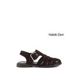 GÖNDERİ(R) Kadın Kahve Süet Tokalı Bantlı Burnu Kapalı Hakiki Deri Sandalet