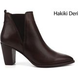 Gönderi(r) Kadın Kahve Topuklu Hakiki Deri Chelsea Bot - Kahve Antik