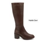 GÖNDERİ(R) Kadın Kahverengi Fermuarlı Kalın Topuklu Hakiki Deri Çizme