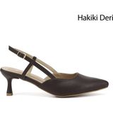 Gönderi(r) Kadın Kahverengi Ince Topuklu Arkası Açık Hakiki Deri Ayakkabı