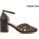 Gönderi(r) Kadın Kahverengi Kalın Topuklu Hakiki Deri Ayakkabı