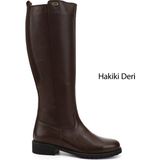 Gönderi(r) Kadın Koyu Kahve Fermuarlı Kauçuk Taban Hakiki Deri Çizme