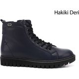 Gönderi(r) Kadın Lacivert Fermuarlı Kauçuk Taban Hakiki Deri Postal Bot - Antik Lacivert