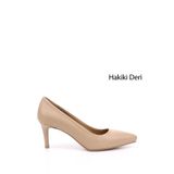 GÖNDERİ(R) Kadın Nude Platinum Sivri Burun İnce Topuklu Hakiki Deri Stiletto