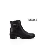 GÖNDERİ(R) Kadın Siyah Fermuarlı Kalın Topuklu Hakiki Deri Bot