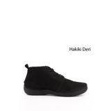 GÖNDERİ(R) Kadın Siyah Nubuk Bağcıklı Hakiki Deri Comfort Bot