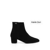 GÖNDERİ(R) Kadın Siyah Süet Fermuarlı Sivri Burun Hakiki Deri Bot