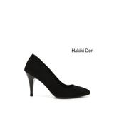 GÖNDERİ(R) Kadın Siyah Süet Sivri Burun Ince Topuklu Hakiki Deri Stiletto