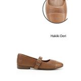 GÖNDERİ(R) Kadın Taba Antik Baskılı Mary Jane Hakiki Deri Babet