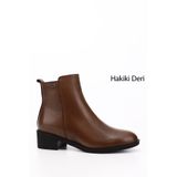 GÖNDERİ(R) Kadın Taba Antik Fermuarlı Kalın Topuklu Hakiki Deri Bot