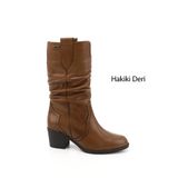 GÖNDERİ(R) Kadın Taba Antik Kalın Topuklu Körüklü Hakiki Deri Çizme