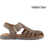 Gönderi(r) Kadın Vizon Süet Tokalı Bantlı Burnu Kapalı Hakiki Deri Sandalet