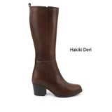 GÖNDERİR Kahve Antik Fermuarlı Kalın Topuklu Hakiki Deri Çizme, 37, GKZC13452526, Kahve Antik, Kadın