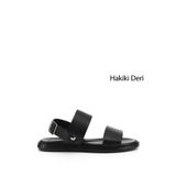 GÖNDERİR Tokalı Hakiki Deri Comfort Sandalet, 41, DYMA83242829, Siyah, Erkek
