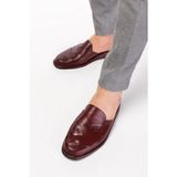 Gondol Erkek Hakiki Deri Damat Ev Terliği kayaş.105 Bordo