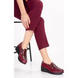Gondol Hakiki Deri Dolgu Taban Rahat Günlük Ayakkabı ESFA.4002 Bordo Croco