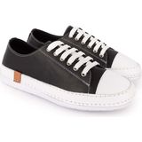 Gondol Içi Dışı Hakiki Deri Hafif Converse Tarz Ayakkabı USL.2136 - Siyah - 41