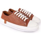 Gondol Içi Dışı Hakiki Deri Hafif Converse Tarz Ayakkabı USL.2136 - Taba - 40