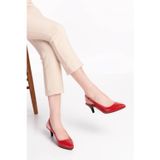 Gondol Kadın Hakiki Deri Orta Boy Topuk Stiletto vdt.230 kırmızı