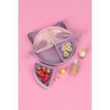 Gondol Kitty 7 Parça Kedicik Model Çocuk Bebek Çatal Kaşık Tabak Yemek Beslenme Seti Mama Tabağı - Mor - Pembe