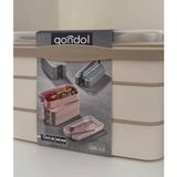 Gondol Layer Lunch Box Kilitli Kat Kat Beslenme Kutusu Çatal Kaşıklı Taşınabilir - Krem