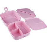 Gondol Pembe Kapaklı 3 Bölmeli Beslenme Kutusu Çocuk Kahvaltı Öğrenci Okul Piknik Yemek Koyma Kabı