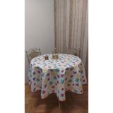 Gonk Yuvarlak,duck (Sıvı Itici ,leke Tutmaz) Kumaş,masa Örtüsü - 180 x 180 cm - Krem - Yeşil